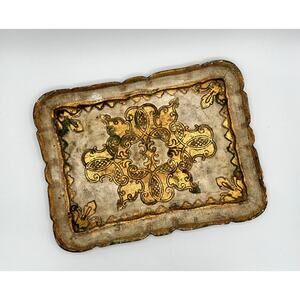 Vintage Florentine Style Painted Wood Tray